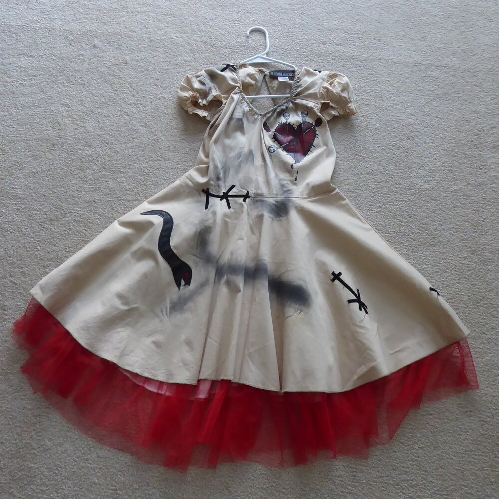 Ivory and Red Heart-Accent A-Line Dress